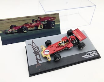 Signiert Emerson FITTIPALDI Diecast Car Model F1 Lotus 72D 1971 1/43