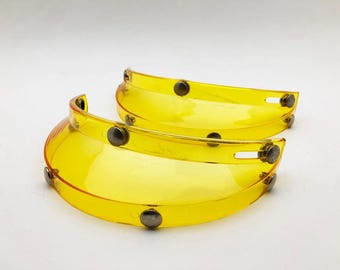 LOT 2 x NOS Vintage Trans-Yellow 70er 80er Jahre HELMET Schirm Schirm