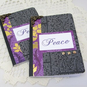 Peace Mini Journal - Mini Notebook - Holiday Journal - Pocket Notebook - Black Mini Journal - Purple Mini Journal - Black Notebook