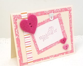 Pink Hearts Valentine's Day Card - Pink Heart Card - Pink Valentine Card - Valentine Card for Her - Pink Heart Card for Her - Pink Love Card