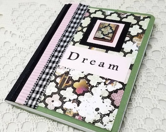Dream Mini Journal - Dream Mini Notebook - Patterned Mini Journal - Patterned Mini Notebook - Pink and Green Journal - Pink and Green Book