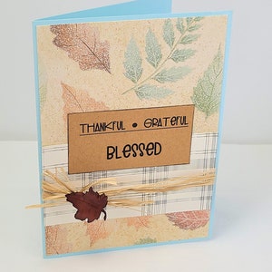 Thankful Grateful Blessed Card - Carte de Thanksgiving - Carte de Gratitude - Carte de Thanksgiving Rustique - Carte à thème d’automne - Carte Rustique