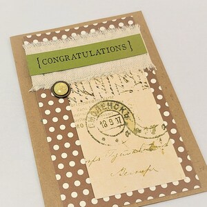 Félicitations - Carte de félicitations en techniques mixtes - Carte de félicitations - Carte de félicitations de style vintage - Carte Kraft - Carte vierge