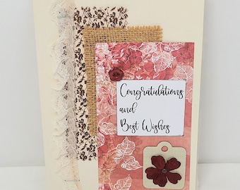 Congratulations and Best Wishes - Mixed Media Wedding Card - Wedding Card - Rustic Wedding Card - Wedding Celebration - Seasonal Wedding
