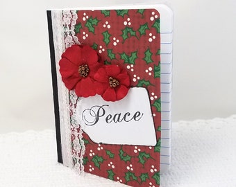 Peace Mini Journal - Peace Mini Notebook - Red Mini Journal - Red Mini Notebook - Red Pocket Notebook - Red Pocket Journal - Holiday Mini