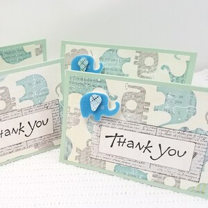 Cartes de remerciement d’éléphant - Cartes de note d’éléphant - Cartes d’éléphant - Cartes de note de remerciement - Cartes de note d’éléphant bleu - Petites cartes de remerciement