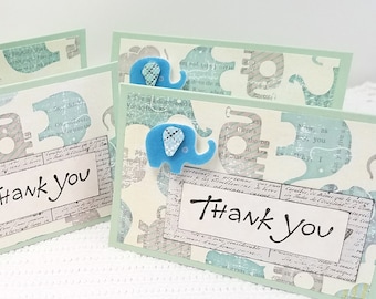 Elephant Thank You Cards - Elephant Note Cards - Elephant Cards - Thank You Note Cards - Blue Elephant Note Cards - Small Thank You Cards
