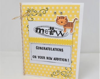 Cat Adoption Card - Card for Cat Lovers - Cat Rescue Card - Cat Lover Card - Yellow Card - Pet Lover Card - Pet Adoption Card