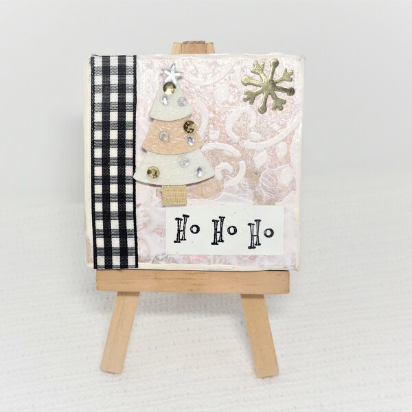 Christmas Mini Canvas Art - Mixed Media Christmas Mini Canvas - Christmas Canvas Art - Christmas Tree Mini Canvas Art - Mini Canvas Art3