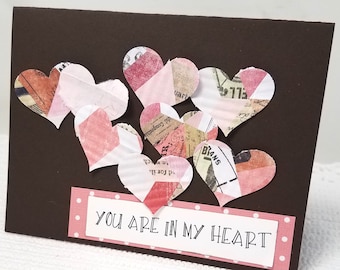 Happy Valentine's Day Card - Brown and Pink Valentine's Day Card - Brown and Pink Hearts Valentine Card - Brown and Pink Heart Collage Card