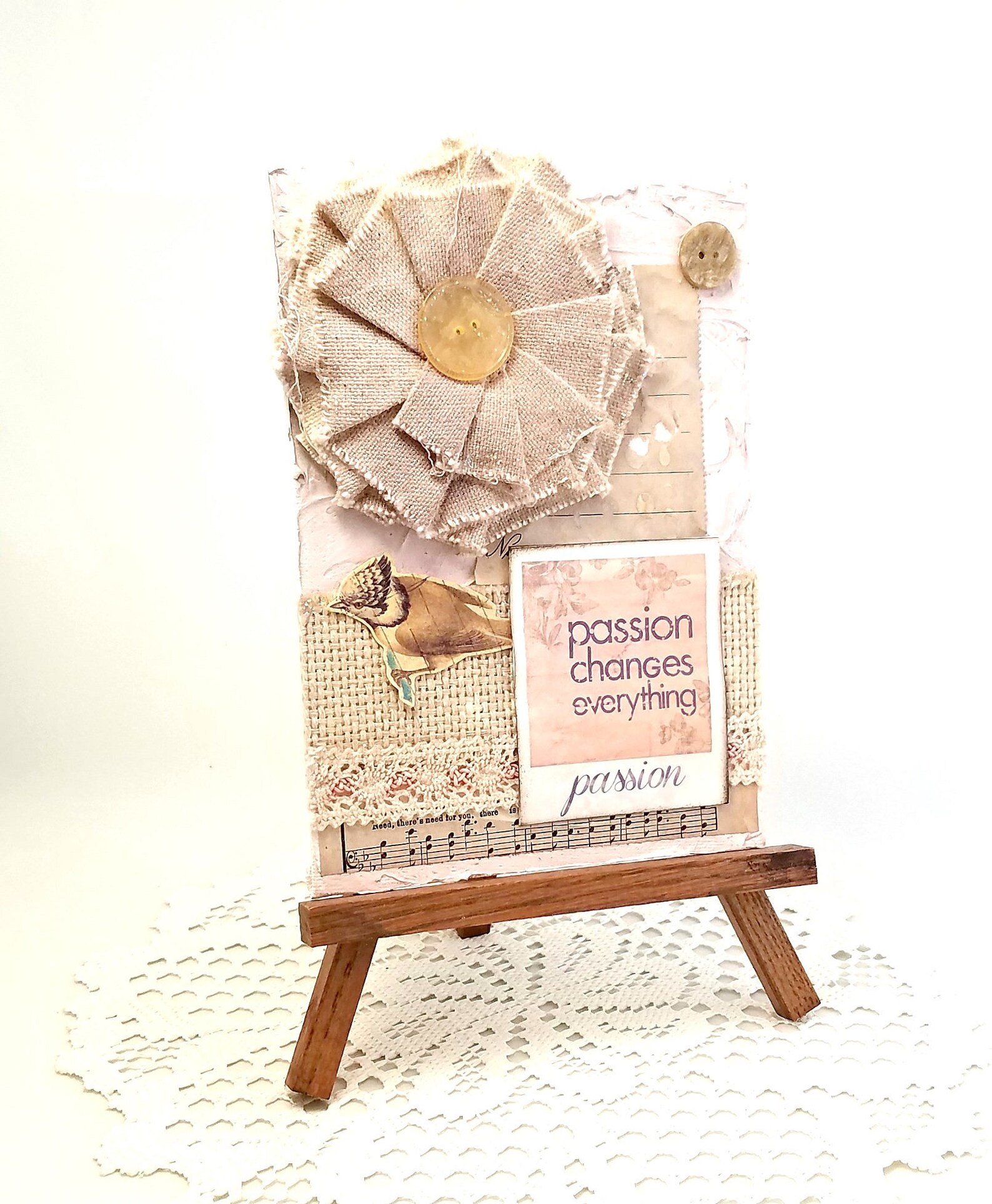 Pink Mixed Media Canvas Art Pink Mixed Media Collage Canvas Etsy