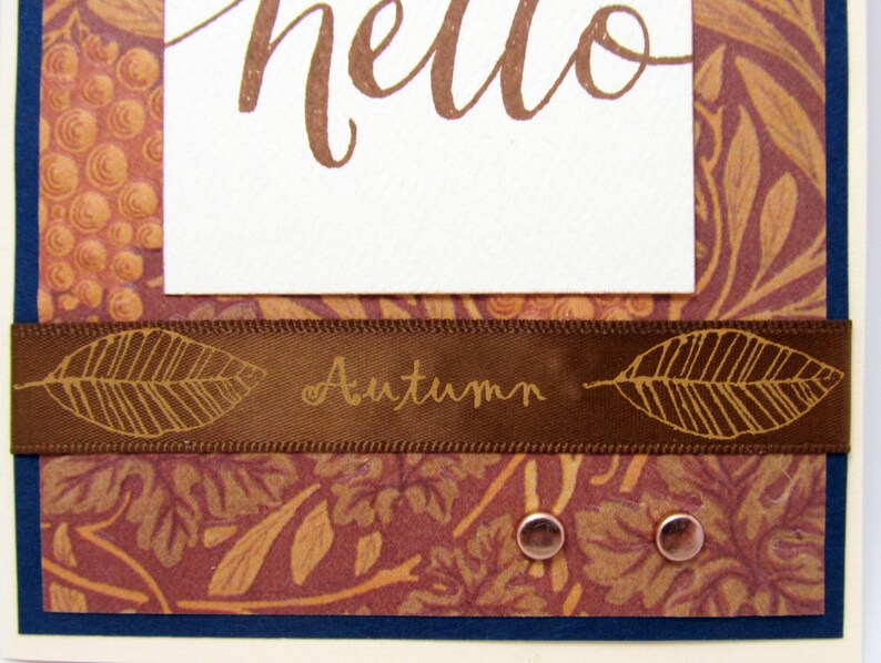 Hello Card Autumn Hello Card Copper Colored Card Rustic | Etsy