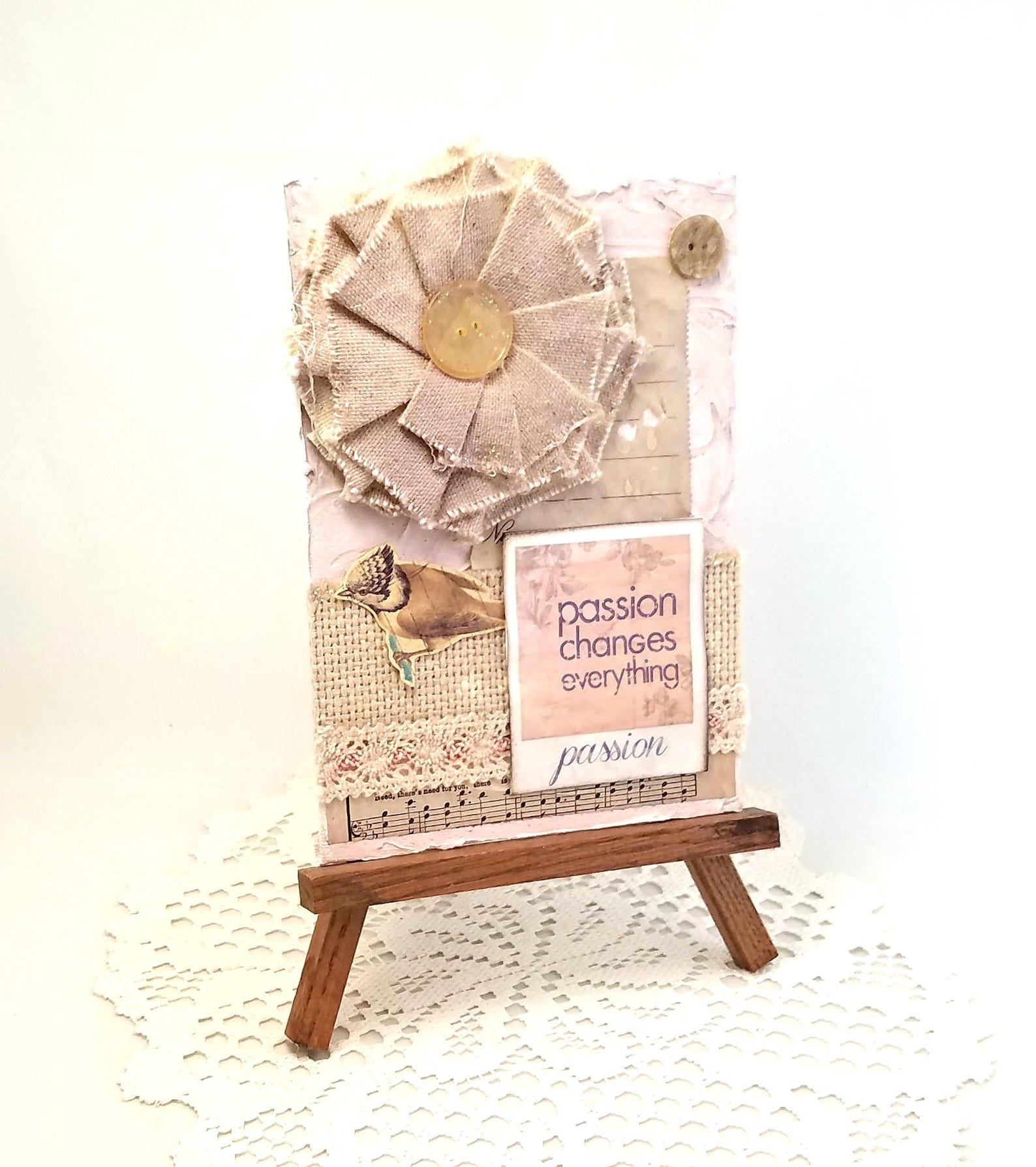 Pink Mixed Media Canvas Art Pink Mixed Media Collage Canvas Etsy