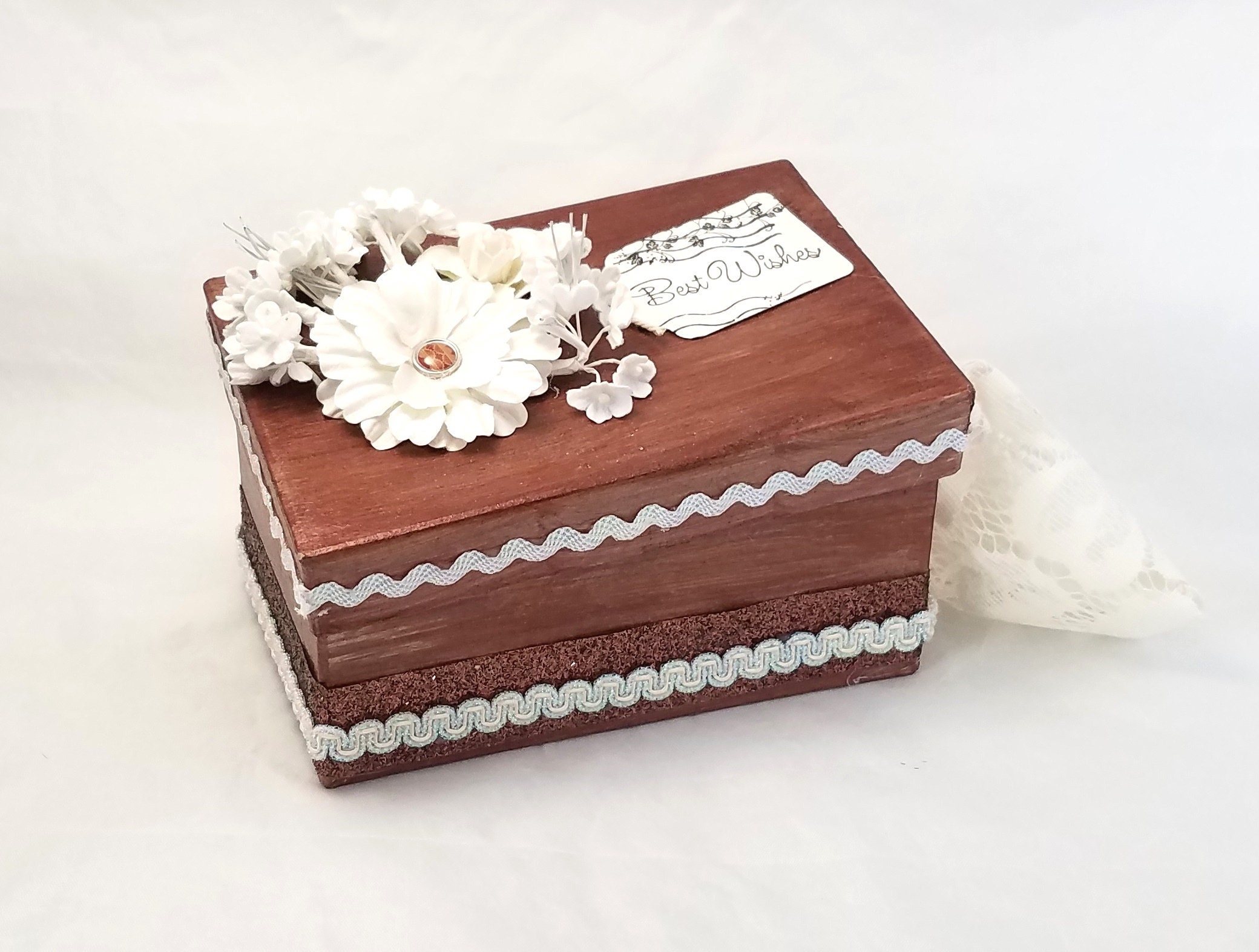 Rustic Brown and White Box - Rustic Wedding Gift Box - Rustic Gift Box ...
