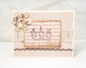 Life's Little Necessities - Herb Garden Card - Herb Card - Card for Gardener - Pink Card - Card for Her - Garden Card - Herb Plant Card