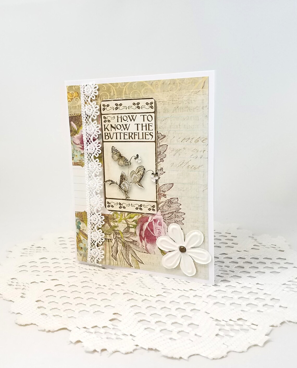 Butterfly Card Floral Card Vintage Butterfly Card | Etsy