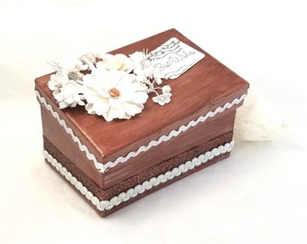 Rustic Brown and White Box - Rustic Wedding Gift Box - Rustic Gift Box - Rustic Decorative Box - Brown and White Gift Box - Rustic Decor Box