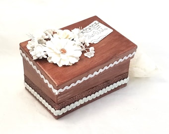 Rustic Brown and White Box - Rustic Wedding Gift Box - Rustic Gift Box - Rustic Decorative Box - Brown and White Gift Box - Rustic Decor Box