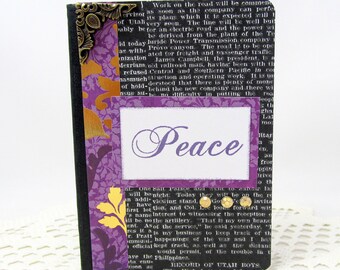 Peace Mini Journal - Mini Notebook - Holiday Journal - Pocket Notebook - Black Mini Journal - Purple Mini Journal - Black Notebook