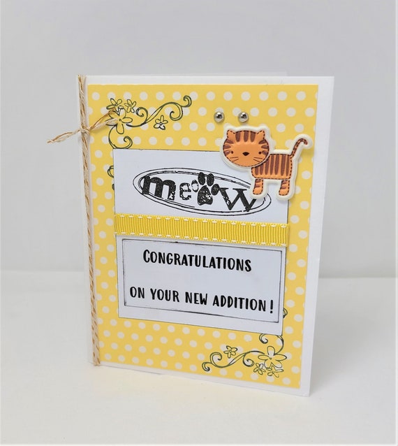 Cat Adoption Card - Card for Cat Lovers - Cat Rescue Card - Cat Lover Card - Yellow Card - Pet Lover Card - Pet Adoption Card