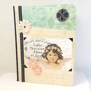Angel Journal - French Vintage Journal - Pastel Vintage Notebook - Romantic Angel Notebook - Shabby Chic Journal - French Vintage Notebook