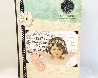 Angel Journal - French Vintage Journal - Pastel Vintage Notebook - Romantic Angel Notebook - Shabby Chic Journal - French Vintage Notebook