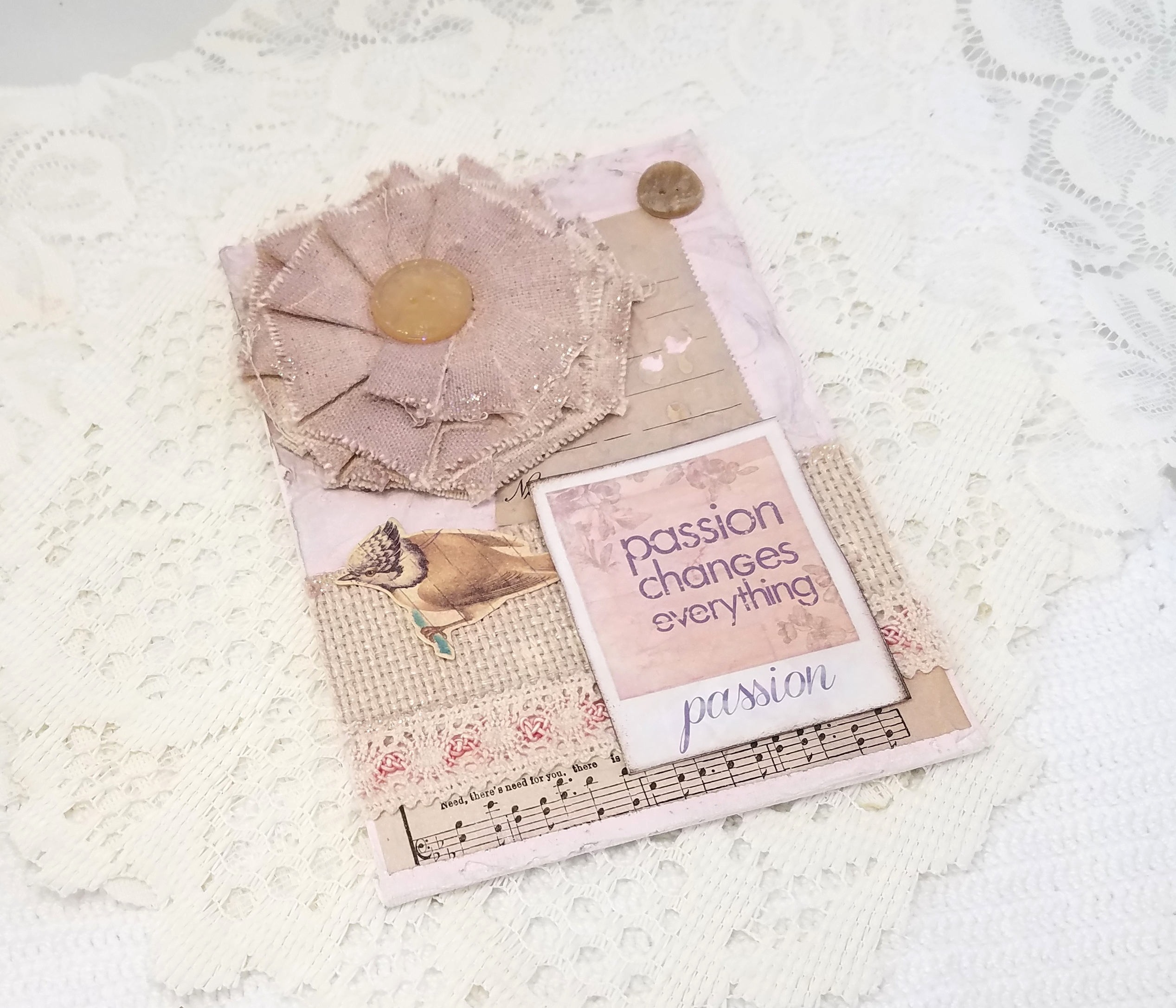 Pink Mixed Media Canvas Art Pink Mixed Media Collage Canvas Etsy