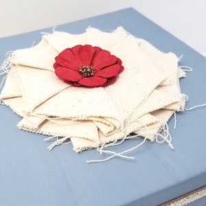 Blue Gift Box Blue and Red Gift Box Rustic Blue Gift Box Blue Keepsake Box Blue and Red Decorative Box Canvas Flower Box image 10