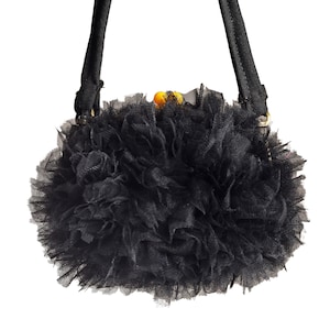 bag, black bag, tulle bag m vintage bag, click clack, yellow bag, small bag, coin purse, make-up bag, baby bag