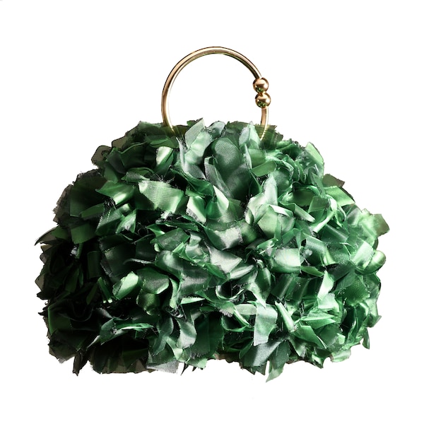 borsa , borsa gioiello , borsa verde , borsa elegante , borsa organza , borsa verde smeraldo , borsa bracciale , borsa catena , cerimonia