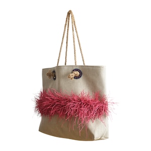 large bag, beach bag, pink bag, fuchsia bag, jute bag, large bag, summer bag, rectangular bag