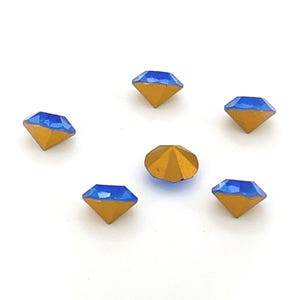 Vintage Sapphire Blue Glass Rhinestones - 6mm Foiled Chatons, Jewelry Making (6 Pieces) image 6