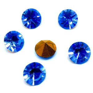 Vintage licht saffierblauwe glassteentjes - Oostenrijkse glaschatons, 8 mm (6 stuks) afbeelding 4