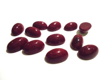 Vintage Glass Oval Dark Chocolate Brown Opaque flat back Cabochon Stones 10mm x 6mm-12 pieces