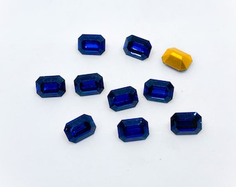 Montan Dark Blue colour Glass Foiled rhinestones Octagonal 6mm x 8mm - 4g approx 10 pieces-Art No 176/1 vintage stones for jewellery making