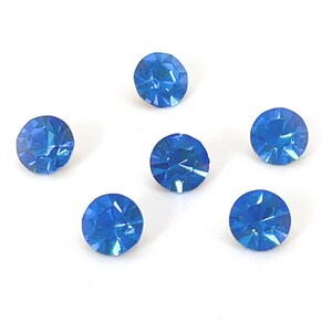 Vintage Sapphire Blue Glass Rhinestones - 6mm Foiled Chatons, Jewelry Making (6 Pieces) image 3