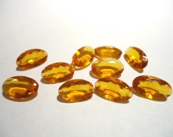 Vintage Glass Oval Light Topaz Brown colour Non Foiled Stone 10mm x 6mm jewels-10 pieces