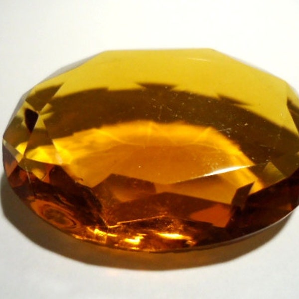 Vintage Glass Oval Light Topaz Brown colour Non Foiled transparent Stone 40mm x 30mm glass crystal 1 pc. Jewellery Supplies  FINAL PACKS