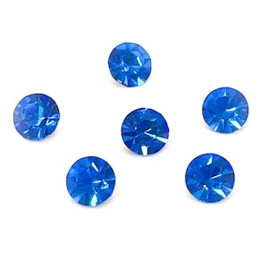 Vintage Sapphire Blue Glass Rhinestones - 6mm Foiled Chatons, Jewelry Making (6 Pieces) image 1