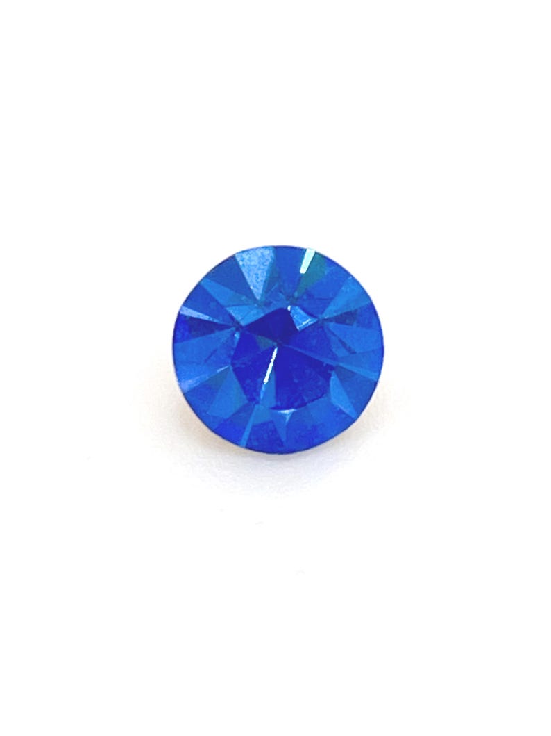 Vintage Sapphire Blue Glass Rhinestones - 6mm Foiled Chatons, Jewelry Making (6 Pieces) image 7