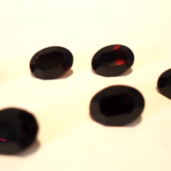 Vintage Glass Oval Garnet Red colour Foiled Rhinestones 6mm x 8mm-6 pieces-Article No 286 vintage stones for jewellery making supplies