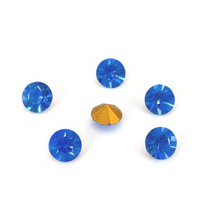 Vintage Sapphire Blue Glass Rhinestones - 6mm Foiled Chatons, Jewelry Making (6 Pieces) image 10