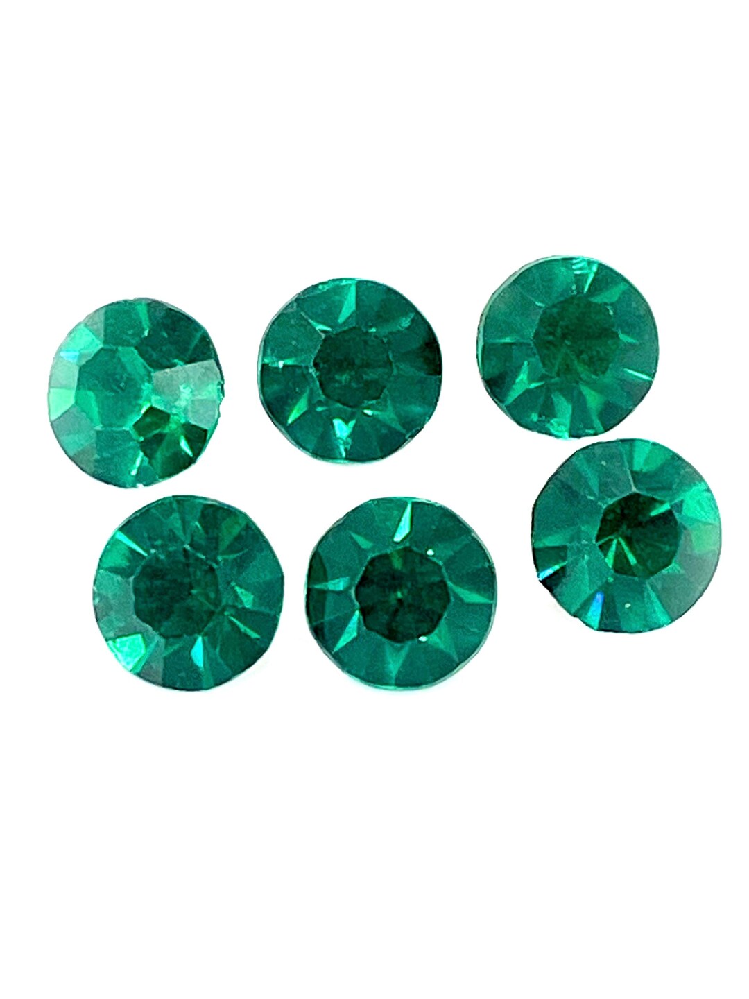 Vintage Emerald Green Rhinestone Chatons - Austrian Glass, 8mm (6 ...