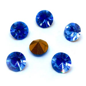 Vintage licht saffierblauwe glassteentjes - Oostenrijkse glaschatons, 8 mm (6 stuks) afbeelding 2