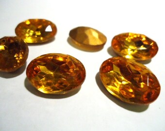 Vintage Glass Oval Light Topaz Brown colour Foiled Czech Stone 18mm x 13mm-6 pieces