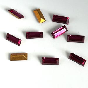 Strass vintage a baguette color rosso rubino, gioielli in vetro laminato 3 mm x 7 mm (10 pezzi)
