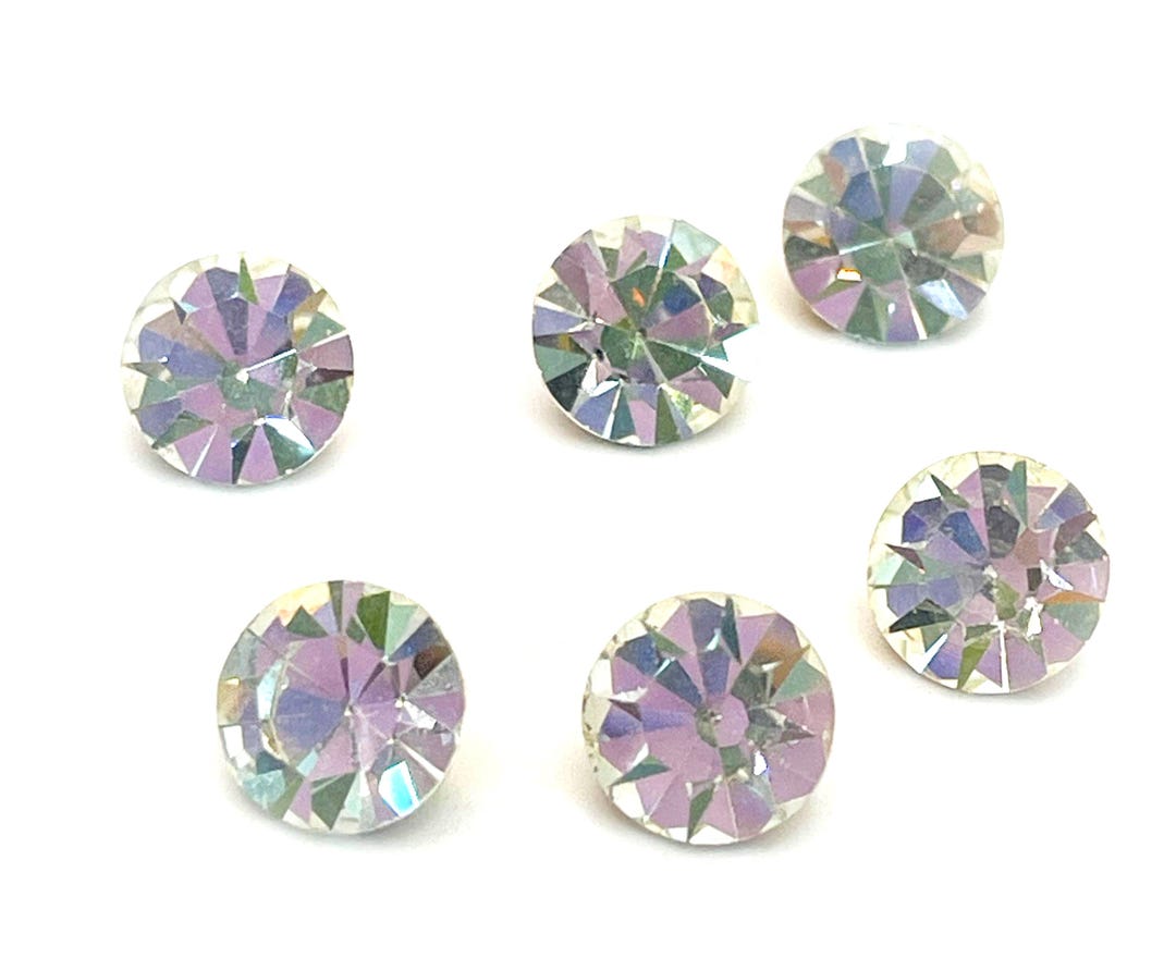 Vintage Glass Rhinestone Chatons - Clear Diamond Color, 7mm (6 Pieces ...