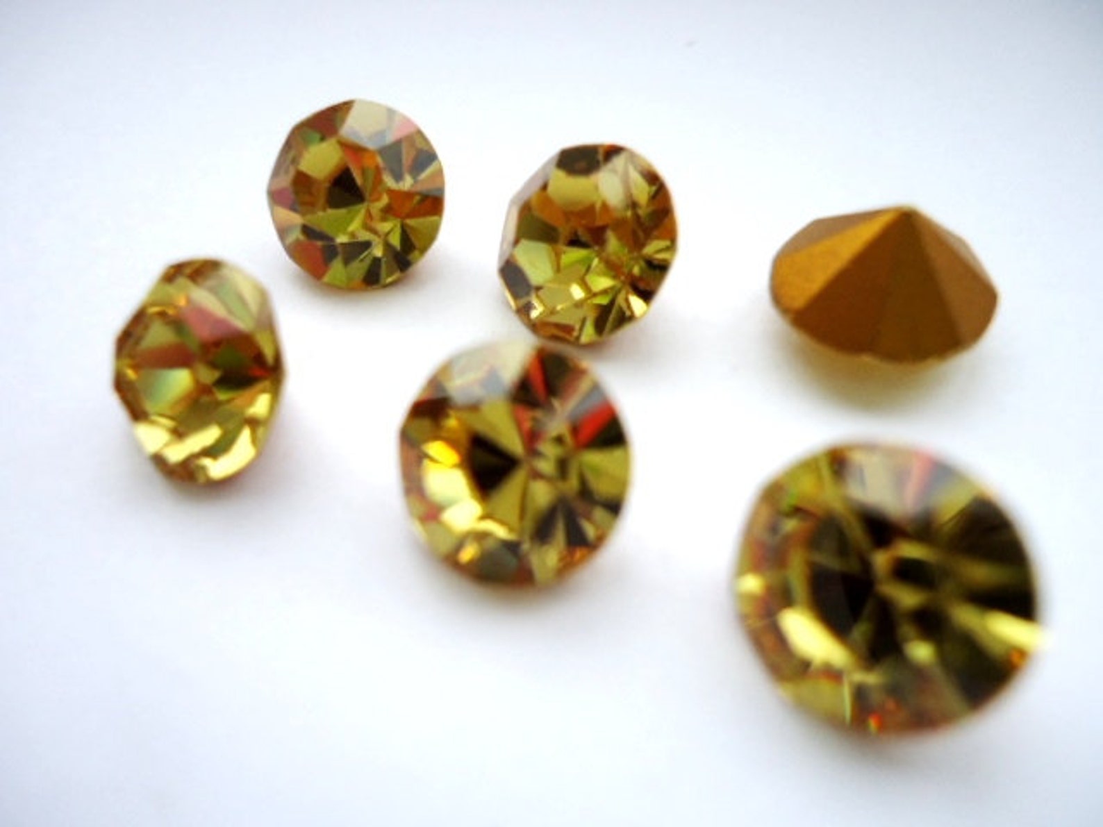 Vintage Glass Round Light Topaz Yellow Colour Foiled Etsy