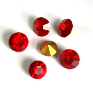 Diamantes de imitación Siam rojo rubí vintage - Joyas redondas de vidrio metalizado, 8 mm (6 piezas)