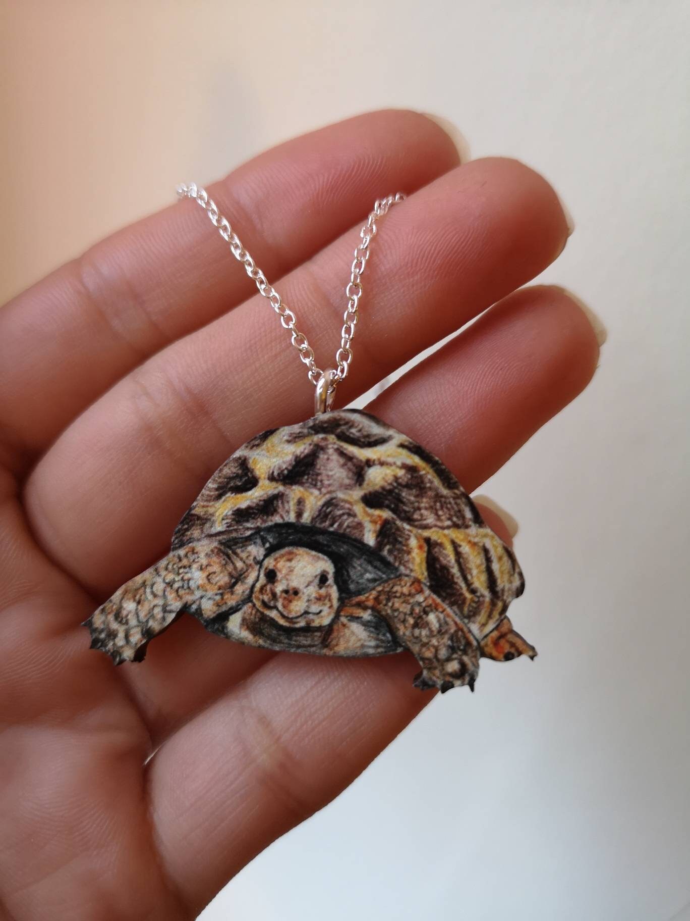 Collar de tortuga de madera joyas de madera ilustradas | Etsy